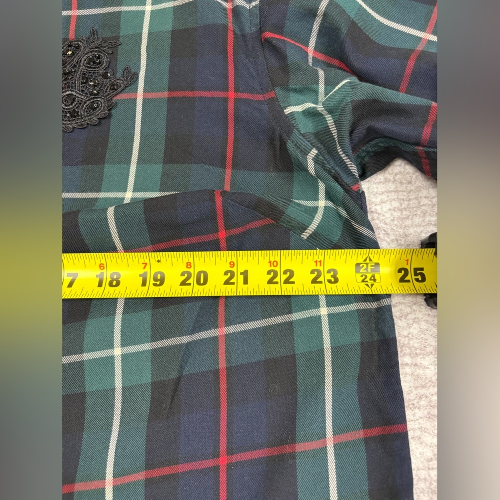 Lauren Ralph Lauren Women’s Plaid Button Up Top Sz 1X Black Green Preppy Country - Picture 5 of 12